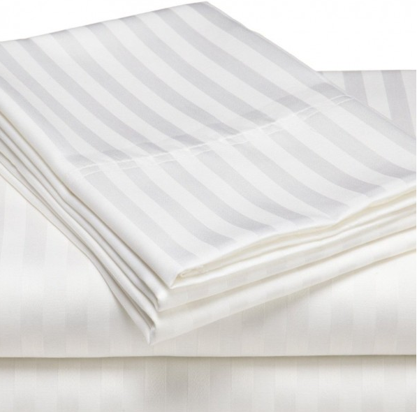 ПРОСТИРАДЛО HOME LINE 145*210 САТИН-СТРАЙП 1*1 БІЛЕ ЩІЛЬНІСТЬ 140 г/м2 100% бавовна